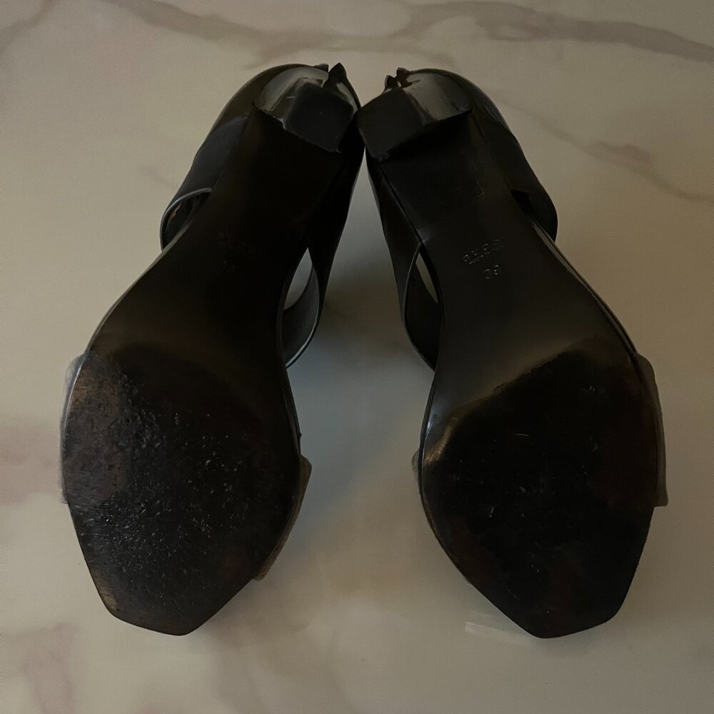 Gucci Black and Gray Patent Leather High Heel Sandals - Picture 8 of 8